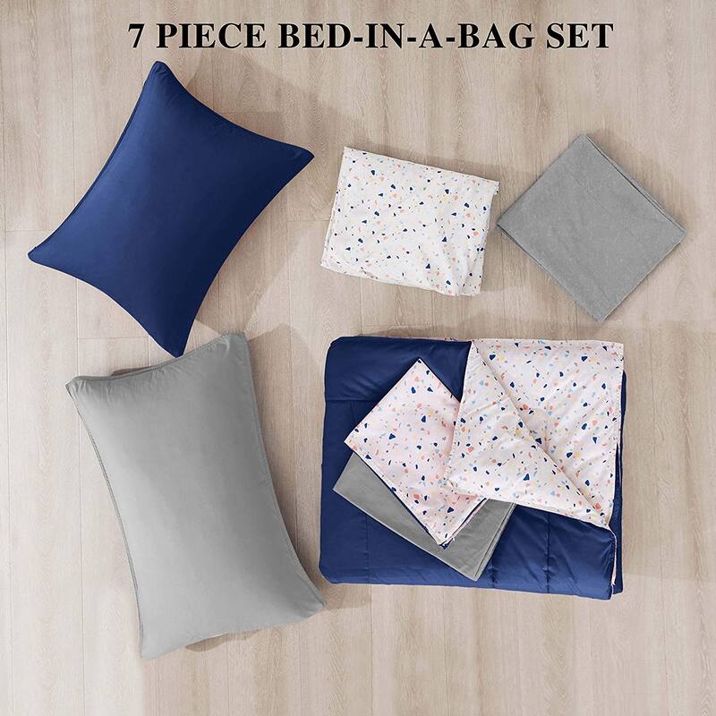 KASENTEX 5 or 7 Piece Bed in A Bag Microfiber Down Alternative Comforter Bedding Set with Sheets and Pillow Cases All Season