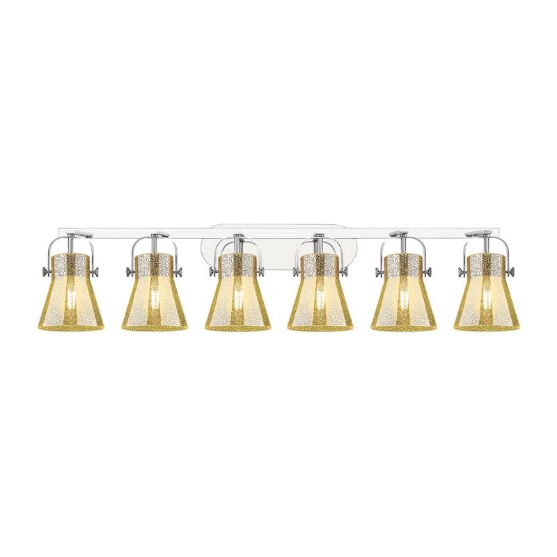 Innovations Lighting Pilaster II Cone - 6 Light 46" Wall-Mounted Bath Vanity Light.