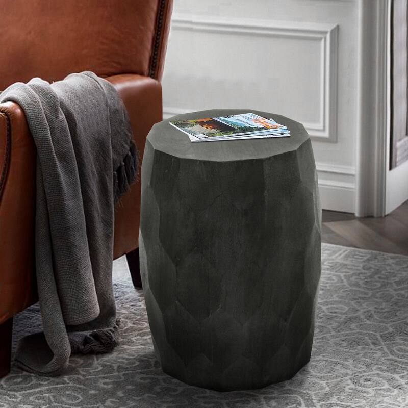 Rustic Handcrafted Garden Wood Stool Drum Side End Table - Overstock ...