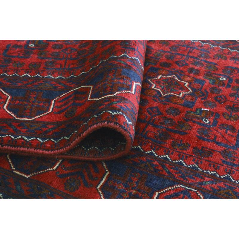 Khamyab Musayyab Red/Navy Runner - 2'9" x 12'7"