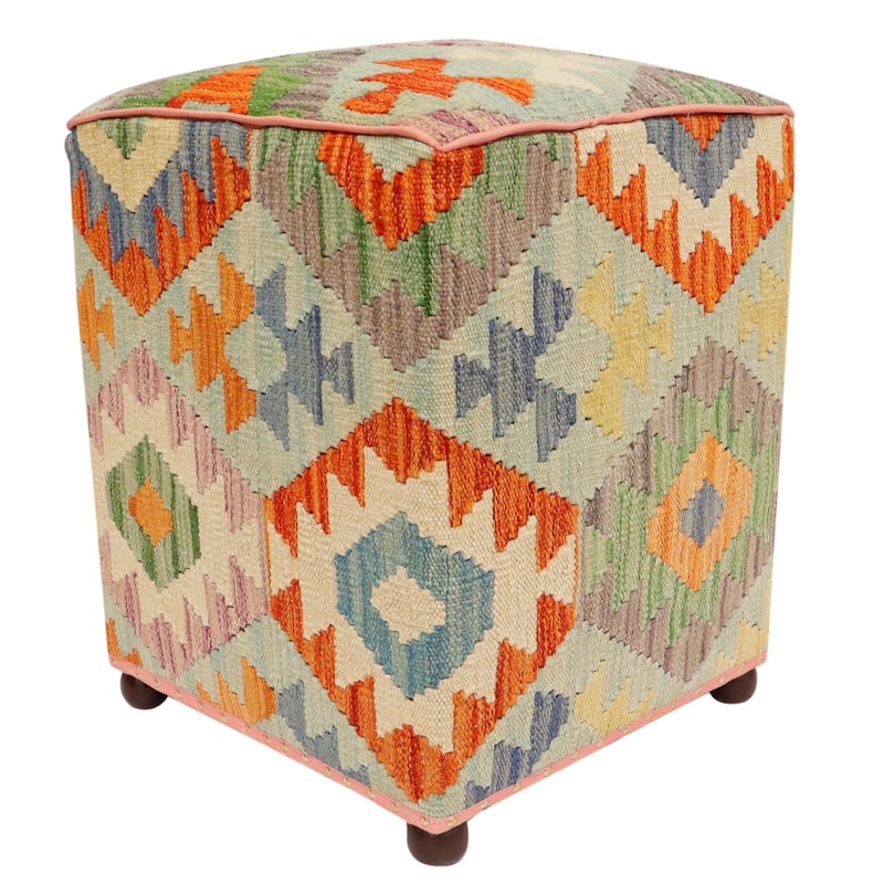 Southwestern Keith Handmade Kilim Upholstered Ottoman
