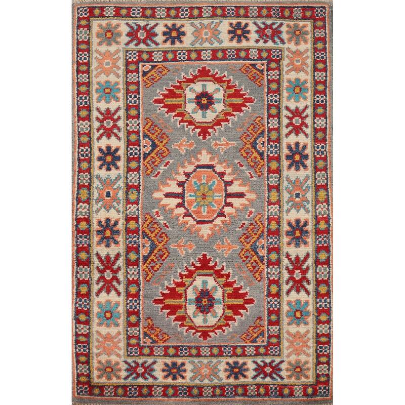 Kazak Oriental Accent Foyer Rug Hand-Knotted Wool Carpet - 2'0"x 3'0"