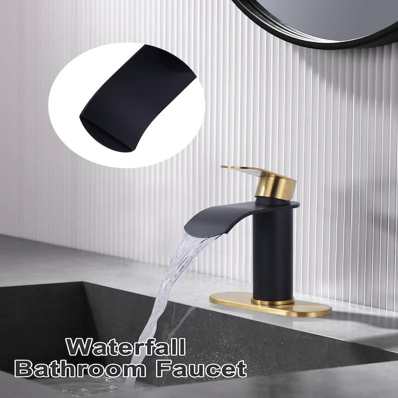 WOWOW Water Fall Bathroom Faucet with Deckplate Included