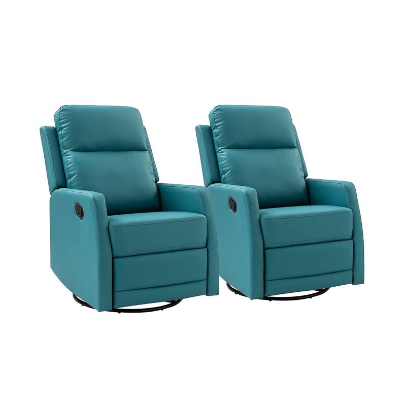 Esteban Modern Faux Leather Manual Rocking Swivel Recliner with Wingback Set of 2