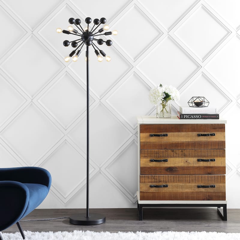 Clara 10-Light 63" Modern Sputnik Metal LED Floor Lamp, Black by JONATHAN Y - 63" H x 19" W x 19" D