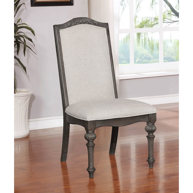The Gray Barn Cornerways Formal High Back Carved Wood Dining Chairs (Set of 2)