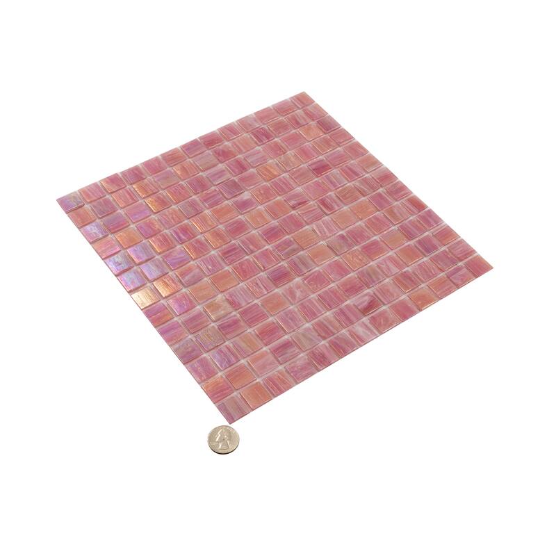 Apollo tile 12" x 12" Nacreous Glossy Punch Pink Glass Tile (20 sq ft/case) - 20 Pack