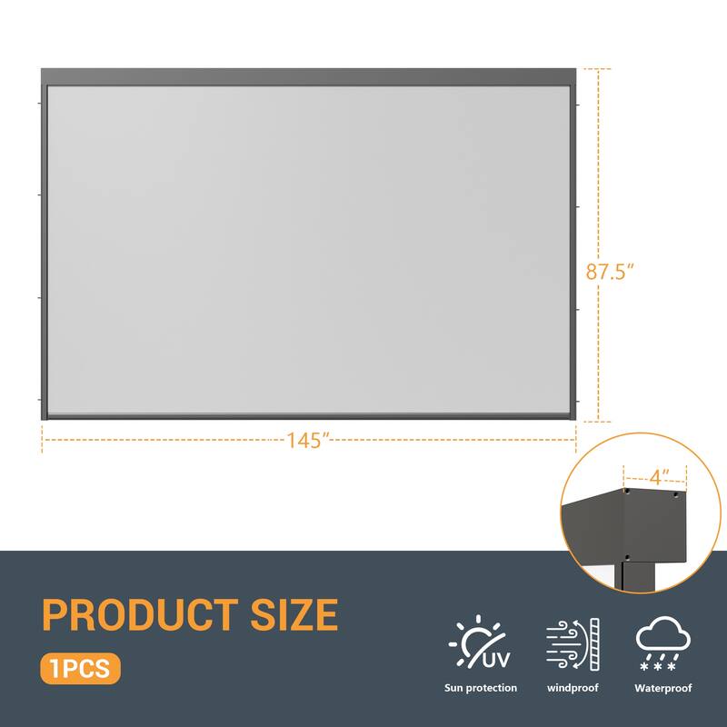 LIVOOSUN Pull Down Privacy Screen for Pergola Accessories, Size Optional for 10FT/12FT/13FT