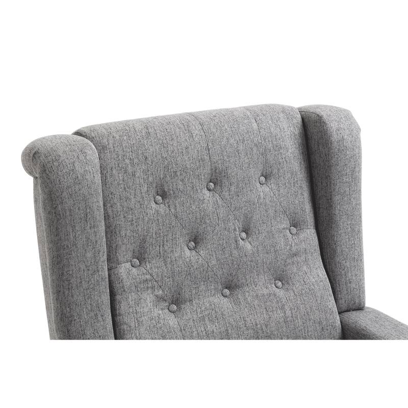 Linen Fabric Wingback Push Back Recliner Chair with 2 Hidden UBS Ports