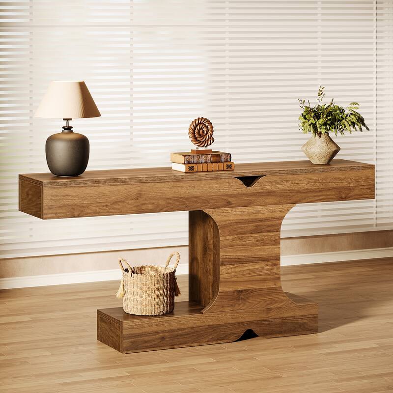 63-Inch Wood Console Sofa Hallway Foyer Table for Entryway