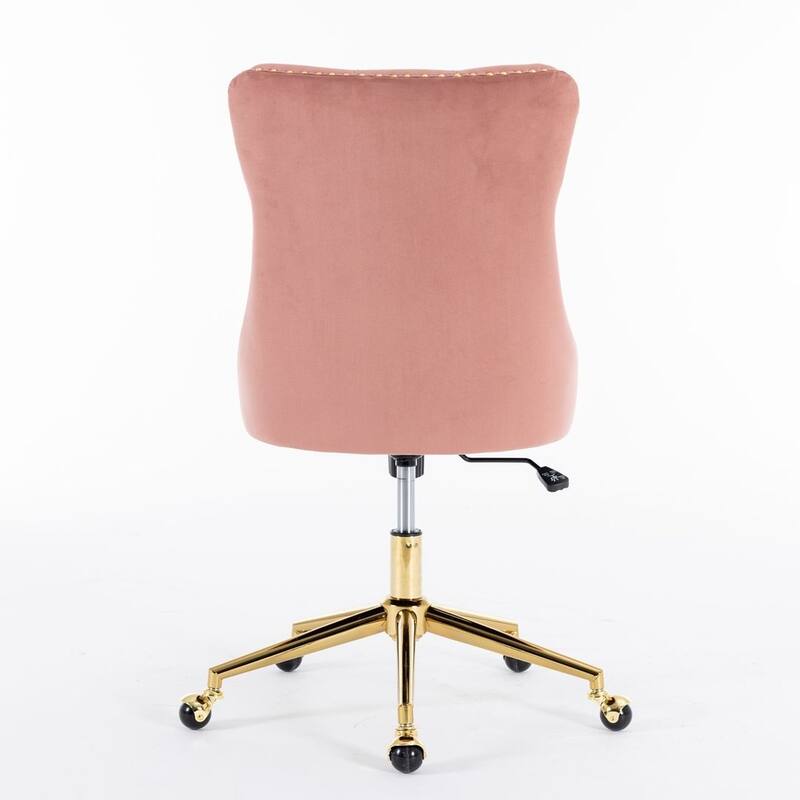 Office Chair with Wheels, Adjustable Height, Velvet Upholstered Tufted Button Computer Desk Chair Swivel