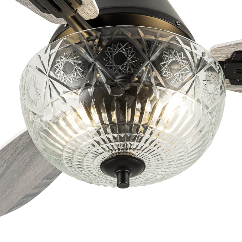 Maisie River of Goods 3-blade 42-inch Modern Indoor Ceiling Fan with Clear Hand-Cut Glass Globe Shade and Remote Control