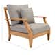 SAFAVIEH Couture Freida Wood Patio Arm Chair - 31.4" W x 35.6" L x 32.6" H - 31"W x 36"D x 33"H