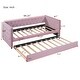 preview thumbnail 26 of 37, Twin Size Tufted Upholstered Daybed with Trundle, Velvet Sofabed with Rivet Design, No Box-spring Needed