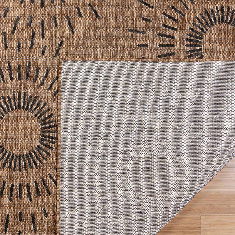 Gertmenian Tropea Tiaret Indoor Outdoor Flatweave Rug, Boho Sunburst Design