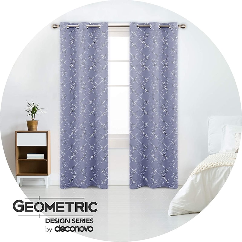 Deconovo Silver 42 Inch Geometric Curtain Panel Pair(2 Panel)