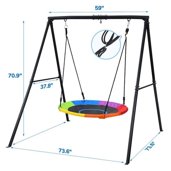 Trekassy 440lbs Heavy Duty Metal A-Frame Swing Sets for backyard with 40'' Saucer Swing