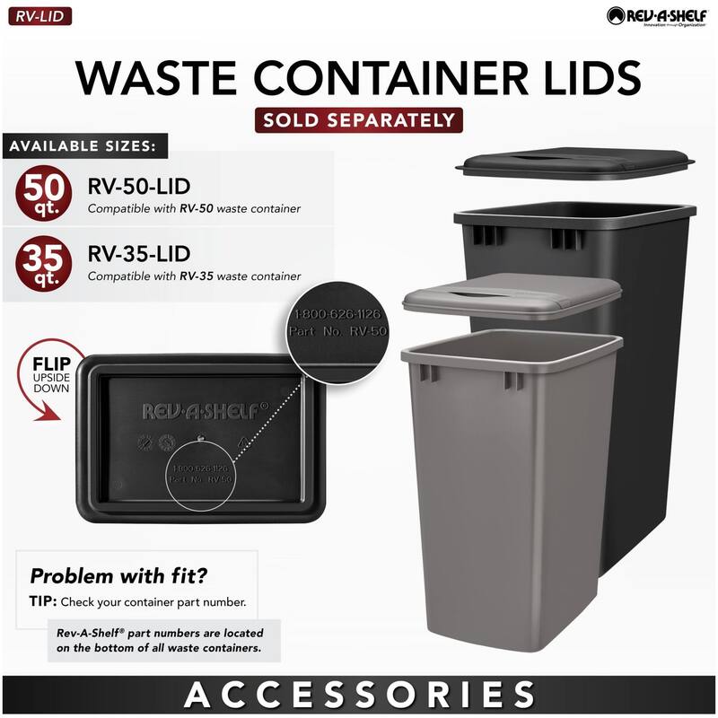 Rev-A-Shelf 5LB Series Bottom Mount Single Bin Trash Can - 30 Quart