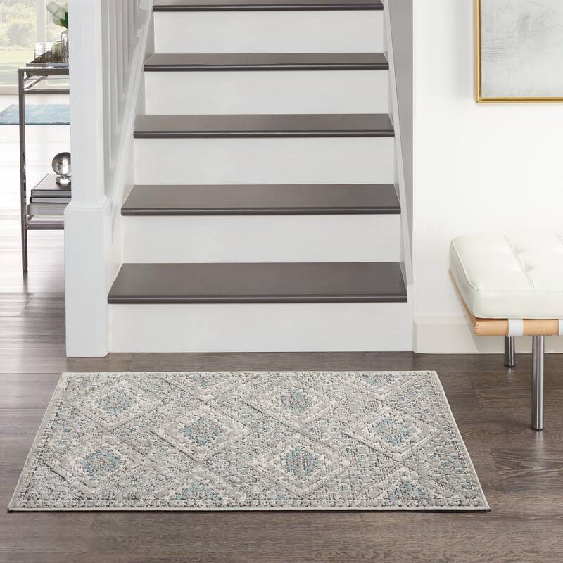 Nourison Concerto Traditional Persian Diamond Area Rug - 2' 2" x 3' 9" - Grey/Ivory/Blue - Rectangle