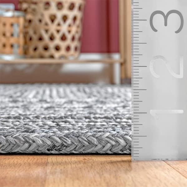 dimension image slide 3 of 4, Nuloom Rowan Braided Texture Indoor/Outdoor Area Rug