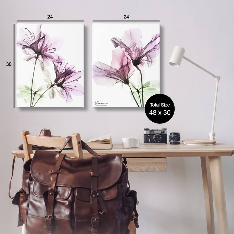Stupell Purple Flower Bloom Design, 2pc Multi Piece Canvas Wall Art Set