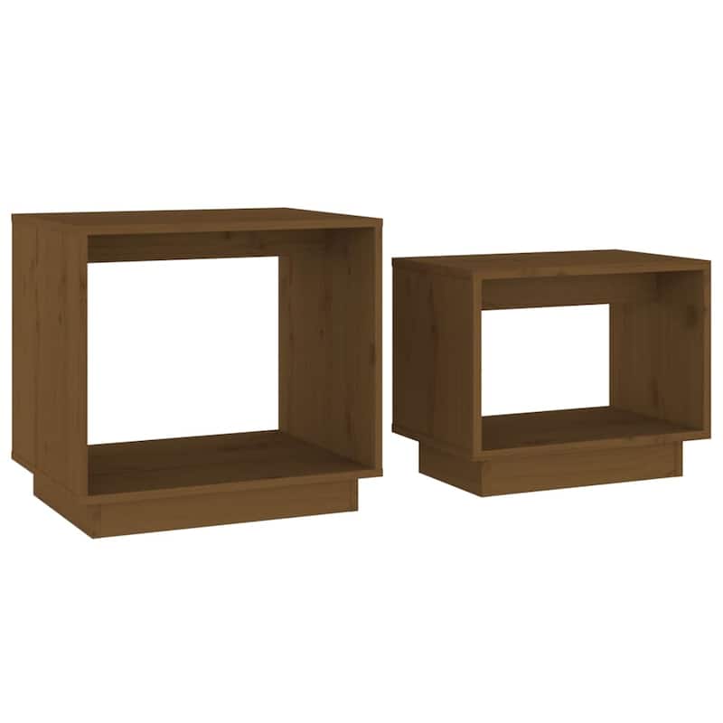 vidaXL Coffee Tables 2 pcs Nesting Table End Table Nightstand Solid Wood Pine - 19.7" x 15.7" x 18.5"