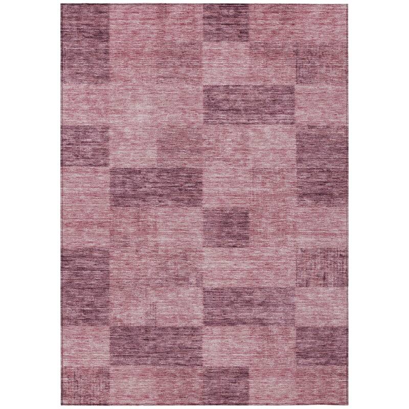 Machine Washable Indoor/ Outdoor Checker Chantille Rug