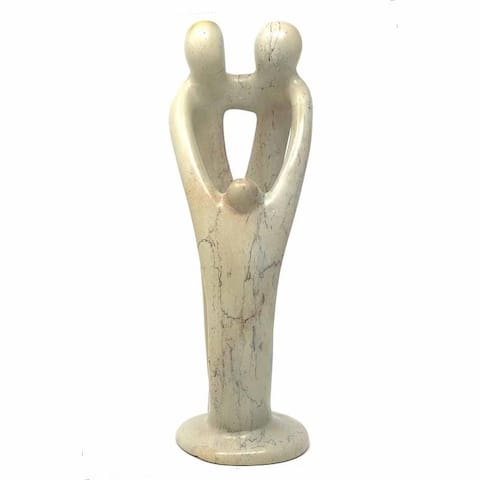 Handmade Soapstone Loving Family Embrace Parent and Child Statue