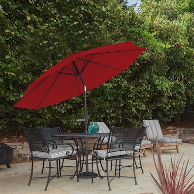 Pure Garden 10ft Aluminum Easy Crank Patio Umbrella with Auto Tilt Red