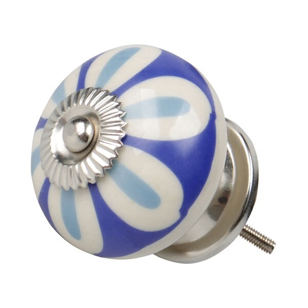 Ceramic Knobs Vintage Knobs Drawers Round Pull Handle Furniture Cupboard Wardrobe Dresser Door Decorative, Cyan - 1pcs