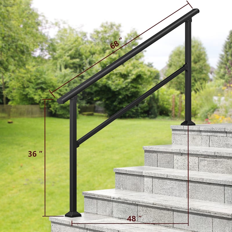 Hand Rails for Outdoor Steps, 4-5 Step Handrail 2 Pack