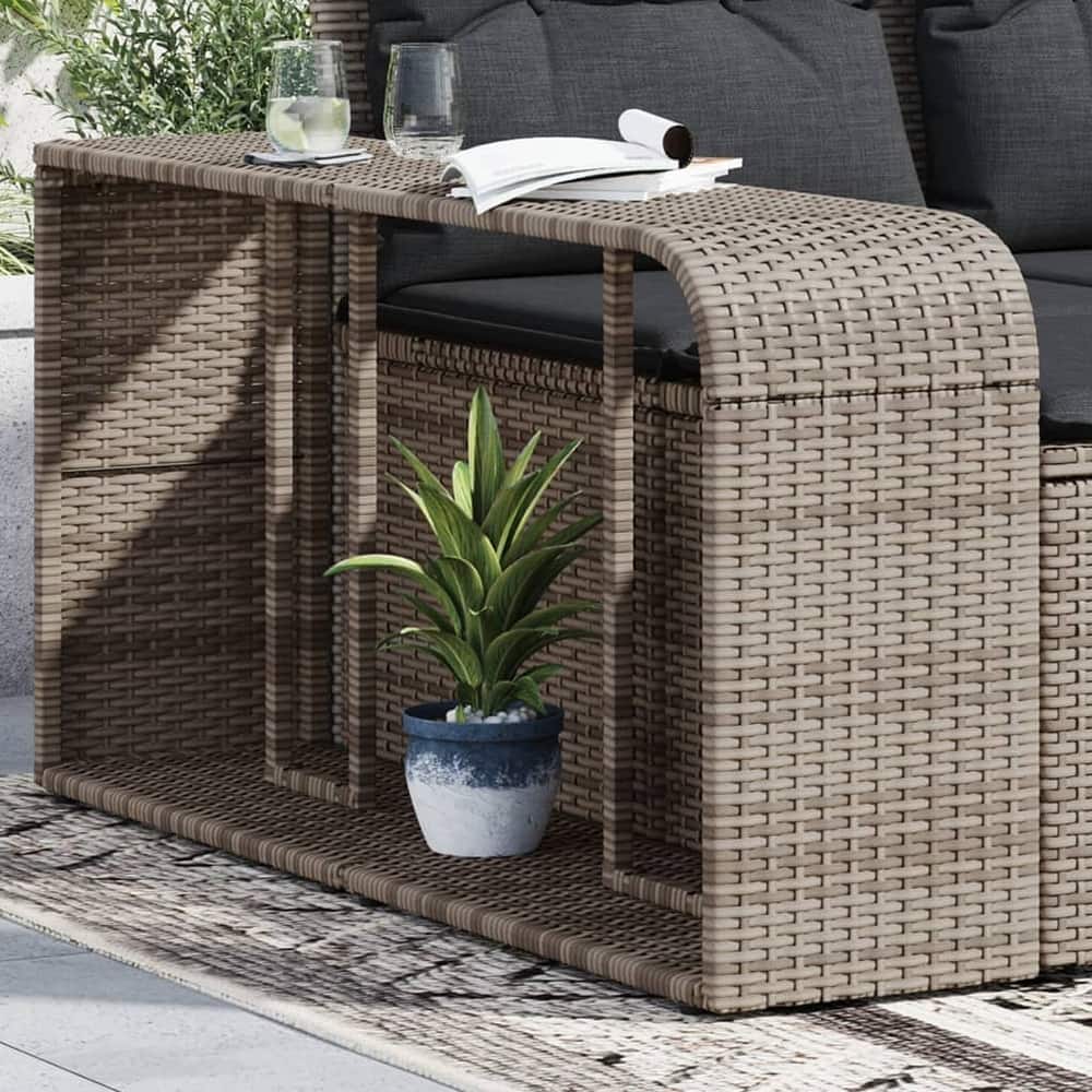 vidaXL Storage Shelves Modular Shelving Unit Outdoor Furniture 2 Pcs Poly Rattan - 10.6 x 44.1 x 21.7