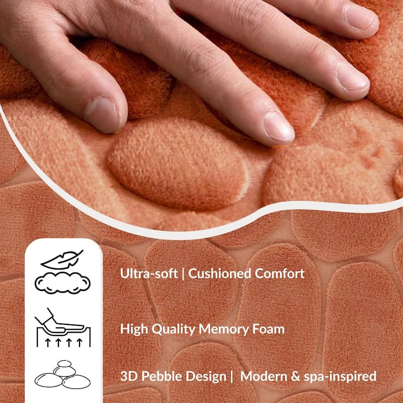 Memory Foam Runner Bath Mat Pebble Design 48x18