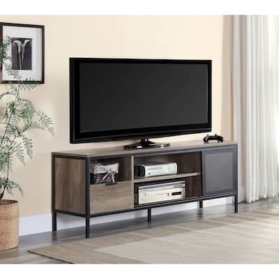 Oak 55" Industrial TV Stand with Drawers & Shelf for TVs Up to 50"