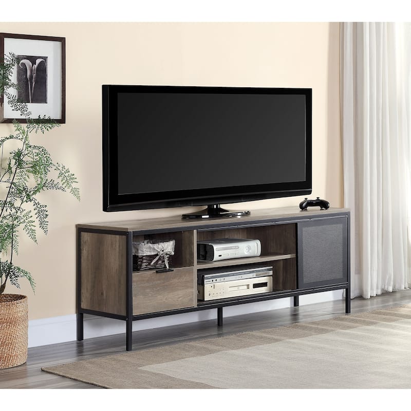 Oak Industrial Style 55" TV Stand with Storage Drawers and Shelf for TVs Up to 50" - Oak