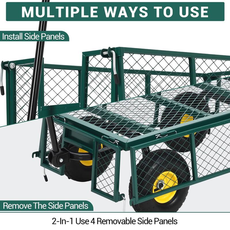 Heavy Duty Steel Utility Garden Wagon Cart with Removable Sides