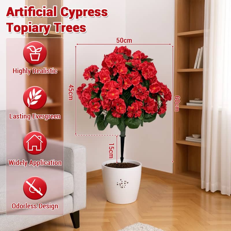Set Of 2 Artificial Begonias With Ground Spike, 60 Cm Outdoor Decoration Artificial Plant With Flower