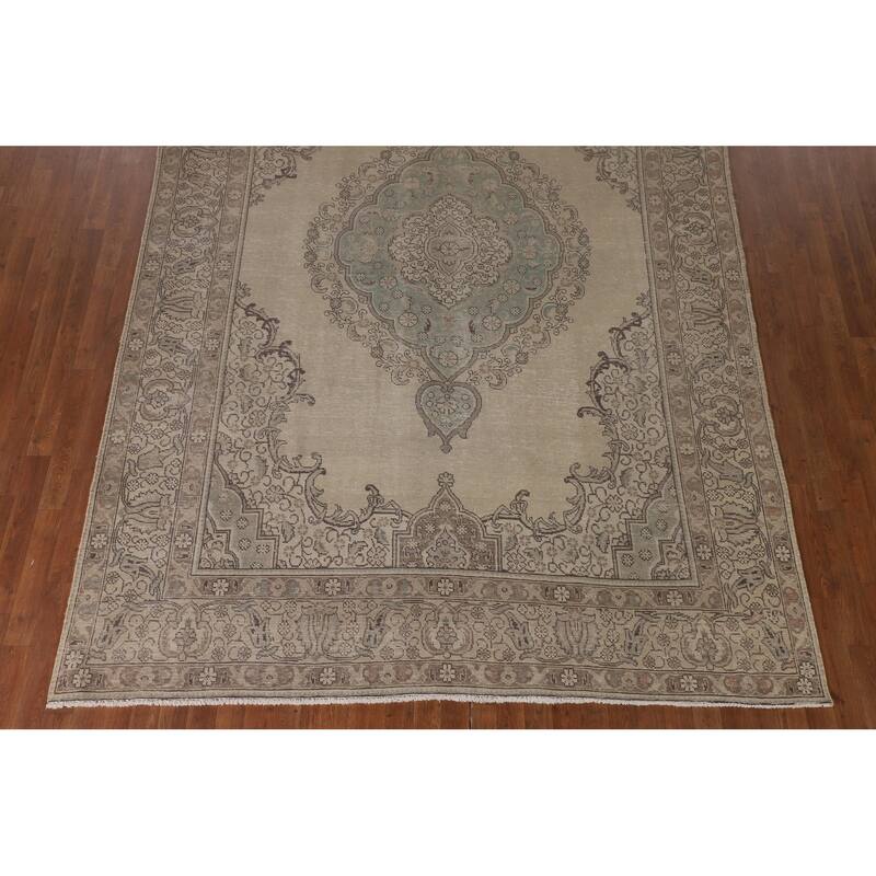 Distressed Tabriz Persian Area Rug Handmade Wool Carpet - 7'9"x 11'3"