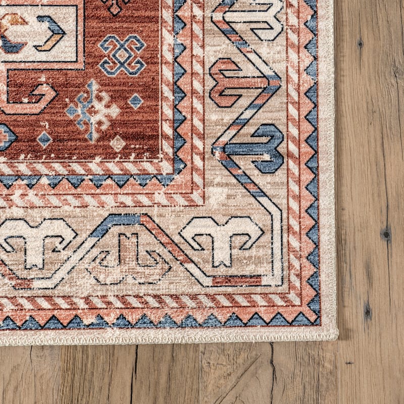 Nuloom Órla SpinClean Tribal Bordered Machine Washable Area Rug