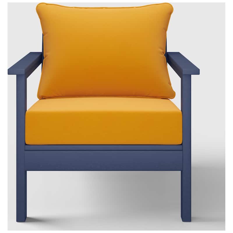 Birchwood All Weather HDPE Outdoor Patio Deep Seating Navy Blue Club Chair With Cushions (1-Piece)