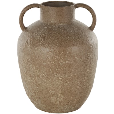 Metal Antique Inspired Decorative Vase with Handles - Brown - Roche River Decor