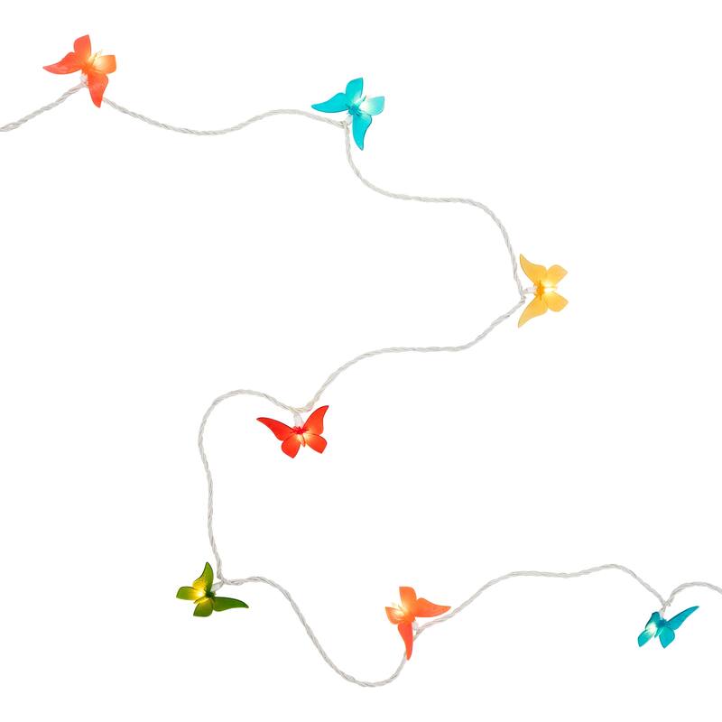 10ct Colored Summer Butterfly Patio String Light Set 9ft White Wire