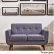 preview thumbnail 2 of 5, Grace Rainbeau Linen Upholstered Tufted Mid-century Loveseat Grey