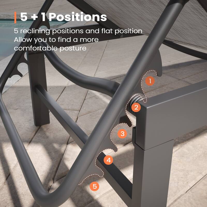 Pellebant Outdoor Patio Adjustable Chaise Lounge Chairs