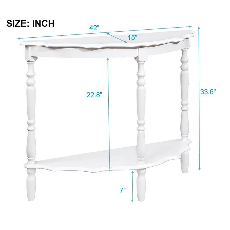 Retro Circular Curved Half-Moon Console Table
