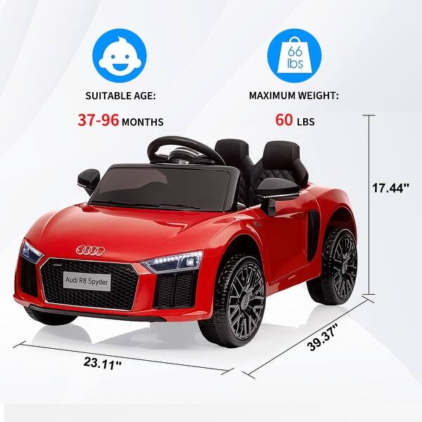 dimension image slide 1 of 6, 12V Kids Ride On Toy Car, Licensed by Audi Toy Car with Remote Control