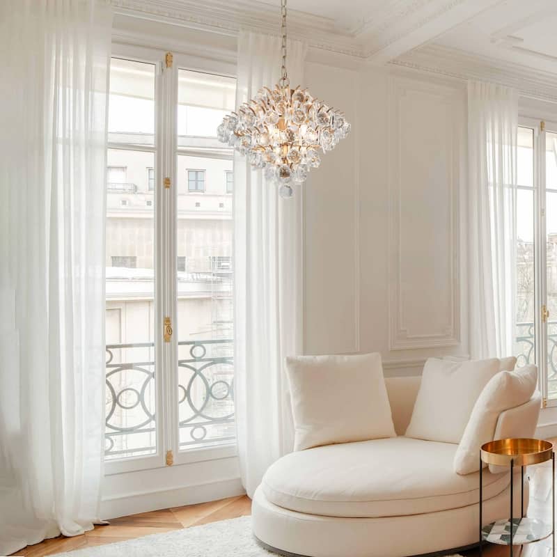 Modern Glam Tiered Crystal Globe Empire LED Farmhouse Chandelier Kitchen Island Pendant Lights for Foyer - D15" xH14.5"
