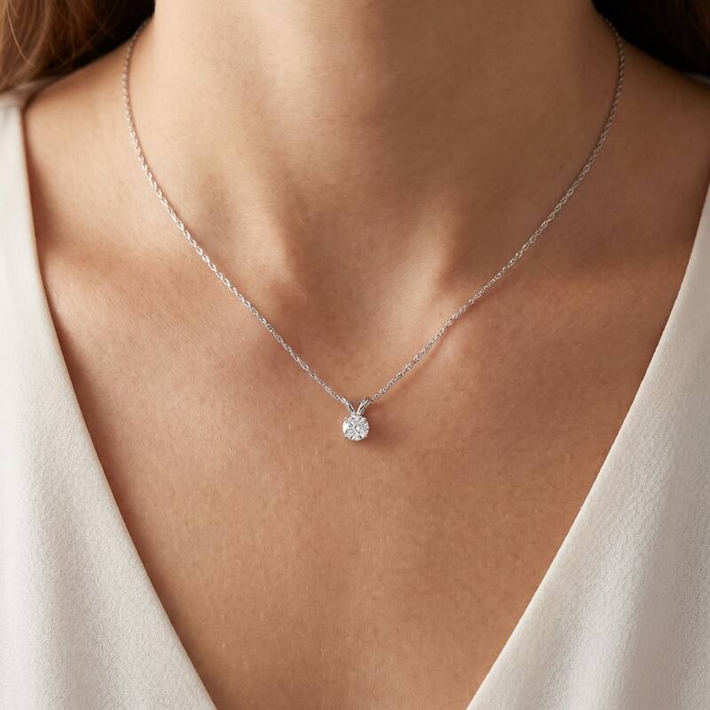 Bliss Diamond White Gold 3/8ct Round Diamond Solitaire Pendant