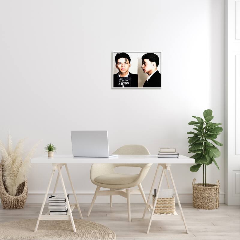 Stupell Frank Sinatra Mugshot Bergen County Jail Photography Framed Wall Art - Black