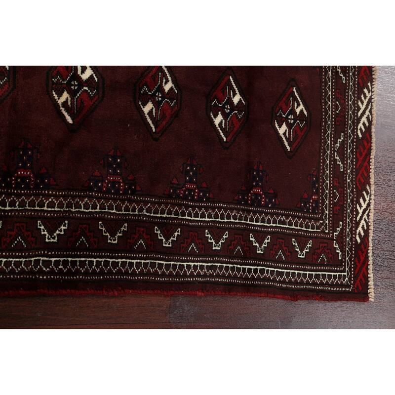 Traditional Geometric Persian Balouch Area Rug Wool Hand-knotted - 2'9" x 3'10"